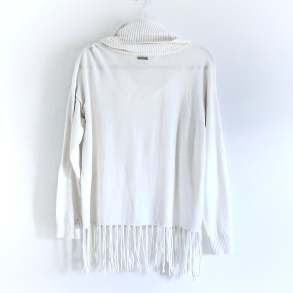 Michael Kors-Light Cream Fringe Cowl Neck Sweater - Picture 4 of 5